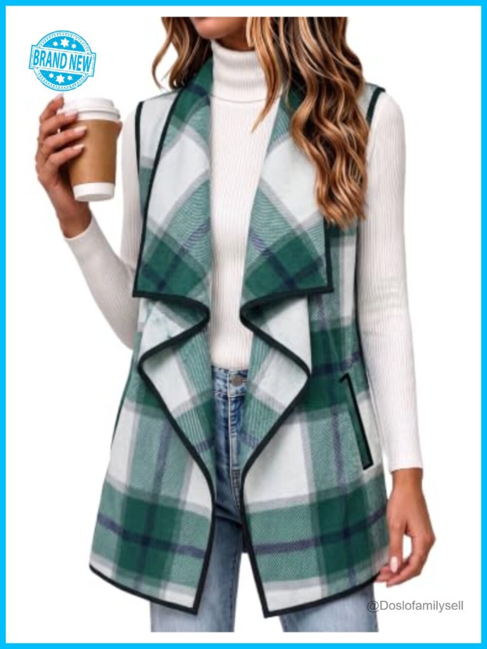 Zeagoo Women's Sleeveless Long Plaid Flannel Vest with Pockets